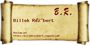 Billek Róbert névjegykártya